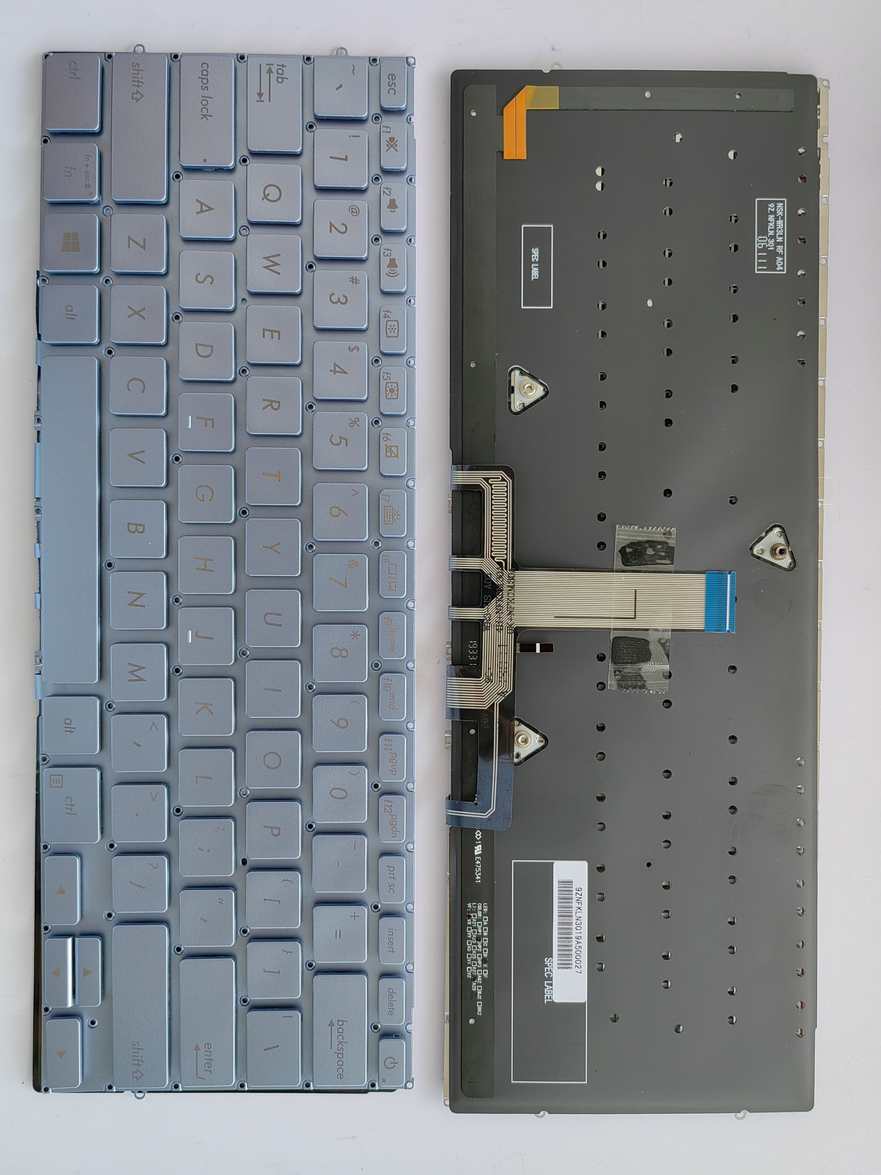 Picture of New Replacement Laptop Keyboard For ASUS UX392/UX392FN/Zenbook S13 Silver Blue Backlit US Layout